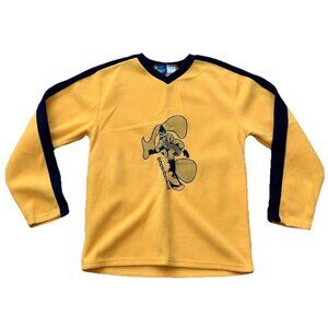 Extreme Limit Boys Size L 14/16 Yellow Blue Snowboard Fleece Sweatshirt Y2K